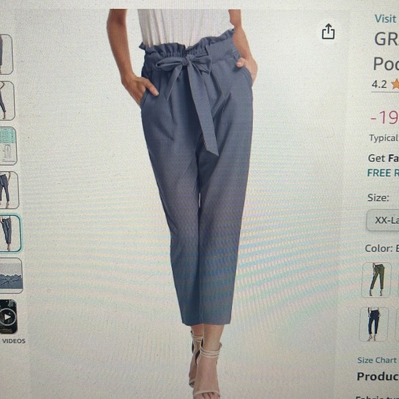 women’s cropped paper bag waist pants with pockets NWOT - Picture 3 of 7